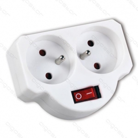 Obrázok pre Adaptér , elektrická rozvodka -2 - biela s vypínačom