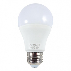 Obrázok pre LED žiarovka E27 7W/770lm , klasik , 24V , A60 , Teplá biela = 80W