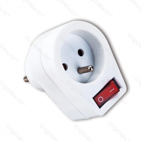 Obrázok pre Adaptér , elektrická rozvodka -1 - biela s vypínačom