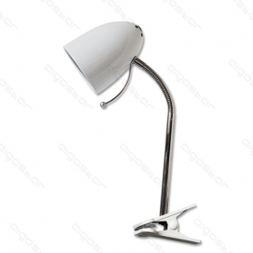 LED stolná flexibilná lampa BLANCO E27 biela s klipom Obrázok pre LED stolná flexibilná lampa BLANCO E27 biela s klipom