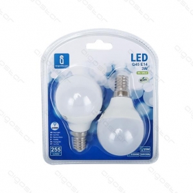 Sada 2ks LED žiarovka E14 3W/255lm , glóbus G45 , Studená biela Obrázok pre Sada 2ks LED žiarovka E14 3W/255lm , glóbus G45 , Studená biela