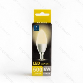 LED žiarovka E14 6W/500lm , svieca C37 , BOX , Neutrálna biela Obrázok pre LED žiarovka E14 6W/500lm , svieca C37 , BOX , Neutrálna biela