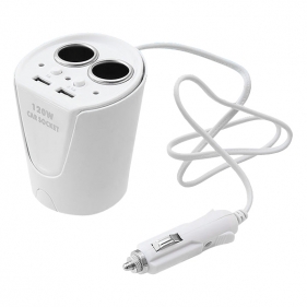 Obrázok pre Adaptér rozvodka do automobilových zapaľovačov 120W 12/24V - 2x autonabíjacia zásuvka + 2x USB 1A , 2.1A , Čierna
