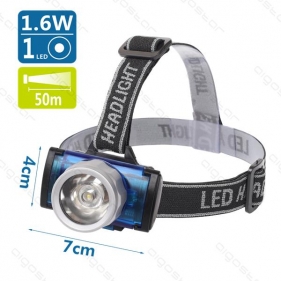 Obrázok pre LED čelová lampa 1,6W/50lm , 3xAAA , IPX3 s tromi módmi svietenia