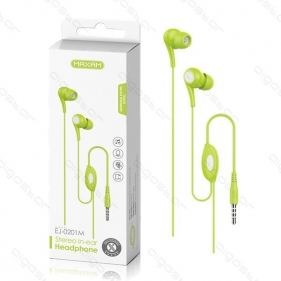Obrázok pre Slúchadlá EJ-0201M , 3.5mm Jack , 1.2M Zelené s mikrofónom