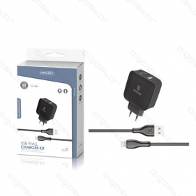 Obrázok pre EU nabíjačka TZ-1201I, 2xUSB 2.1A + kábel Type iPhone, Čierna