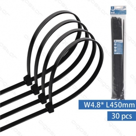 Obrázok pre Sťahovacie pásky, riteny 450x4,8mm, Čierne - 30kusov