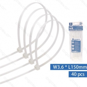 Obrázok pre Sťahovacie pásky, riteny 150x3,6mm, Biele - 40kusov