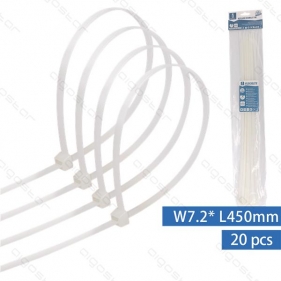 Obrázok pre Sťahovacie pásky, riteny 450x7,2mm, Biele - 20kusov
