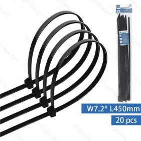 Obrázok pre Sťahovacie pásky, riteny 450x7,2mm, Čierne - 20kusov