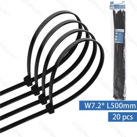 Obrázok pre Sťahovacie pásky, riteny 500x7,2mm, Čierne - 20kusov