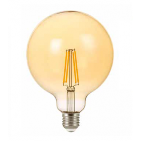 LED žiarovka E27 8W/700lm , glóbus G125 LED vlákno AMBER , Teplá biela Obrázok pre LED žiarovka E27 8W/700lm , glóbus G125 LED vlákno AMBER , Teplá biela