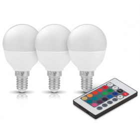 Obrázok pre Sada 3ks LED žiarovka E14 3,5W/200lm , RGBWW s diaľkovým ovládaním