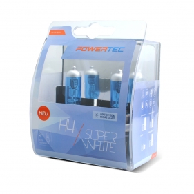 Obrázok pre Autožiarovky SuperWhite H4 12V 55W + 100% svietivosti DUO 2ks v balení  Powertec