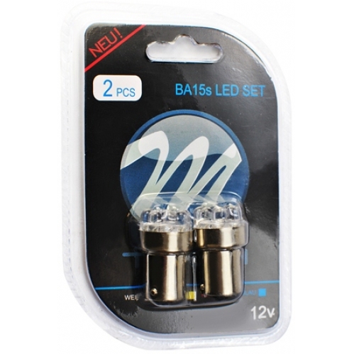 Obrázok pre LED Autožiarovka LB033W DUO - Ba15s 9xLED 5mm , biela