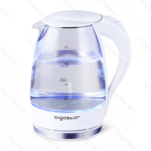 Obrázok pre Rýchlovarná sklenená kanvica - 1,7L , biela - 2200W