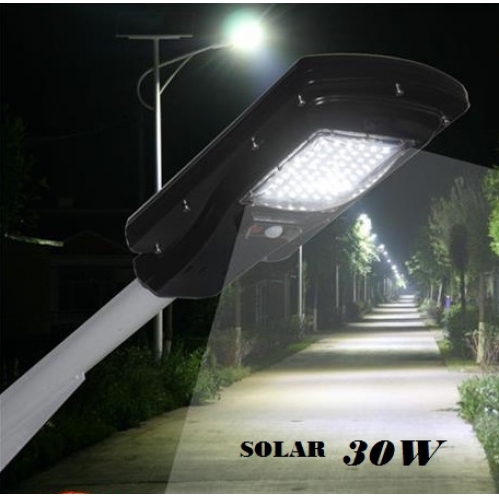Obrázok pre LED Solárne Pouličné verejné osvetlenie SENTUOR 30W/2400lm , IP65 , so senzorom , studená biela + diaľkové ovládanie