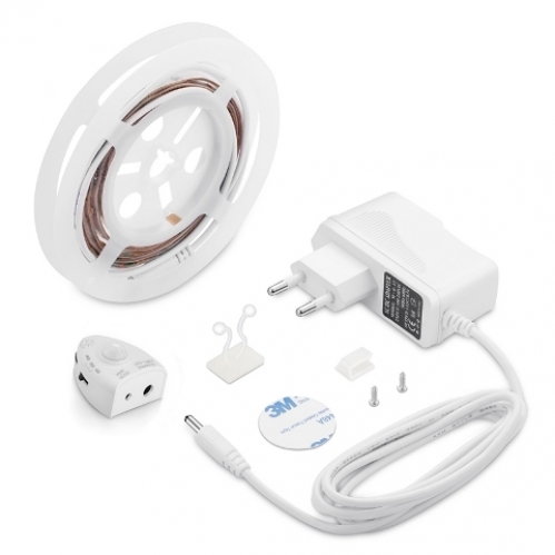 Obrázok pre KOMPLET Sada LED pás vodeodolný IP65 3w/200lm , SMD2835 - 1,2m s pohybovým senzorom a zásuvkovým napájacím zdrojom - teplá biela