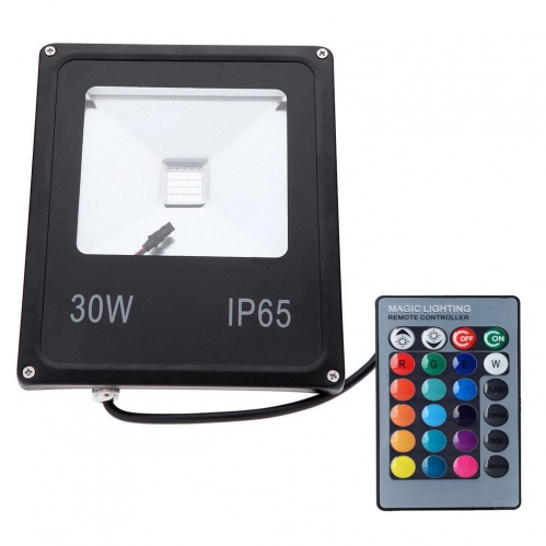 Obrázok pre RGB LED reflektor 30W/270lm , SLIM čierny s IR ovládačom a pamäťou MEMORY-F