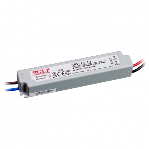 Obrázok pre GLP Vodeodolný napájací zdroj pre Led pásy - 12V/12W , IP67