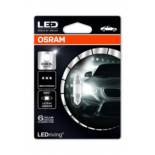 Obrázok pre OSRAM LED Autožiarovka 6436CW-01B - C5W , 12V , 0,5W , SV8.5-8 , 36mm , ZÁRUKA 6 ROKOV!