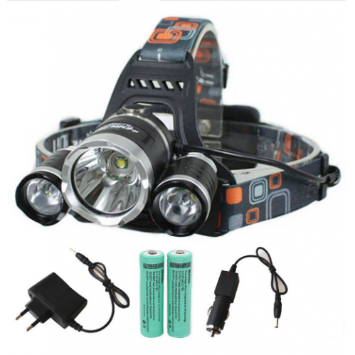 Obrázok pre Led čelová lampa - čelovka 3xCREE nabíjateľná , 4-módová + nabíjačky