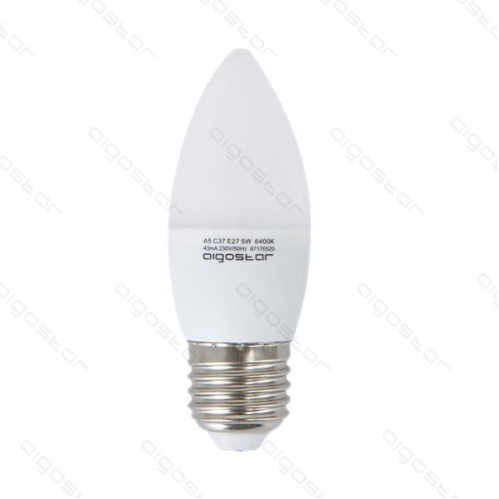 Obrázok pre LED žiarovka E27 5W/400lm , svieca C37 , Teplá biela