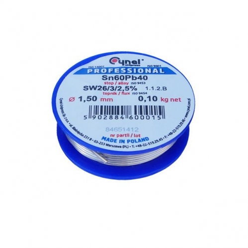 Obrázok pre Cín s tavidlom na spájkovanie CYNEL UNIPRESS 1.50mm , 100g , olovnatý