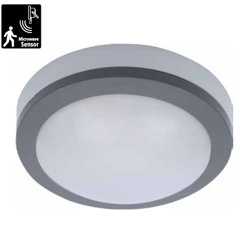 Obrázok pre Vodeodolný Led Ceiling kruhový sivý VERA 12W/900lm 170mm , IK06 , IP65 , s mikrovlnným senzorom , Neutrálna biela