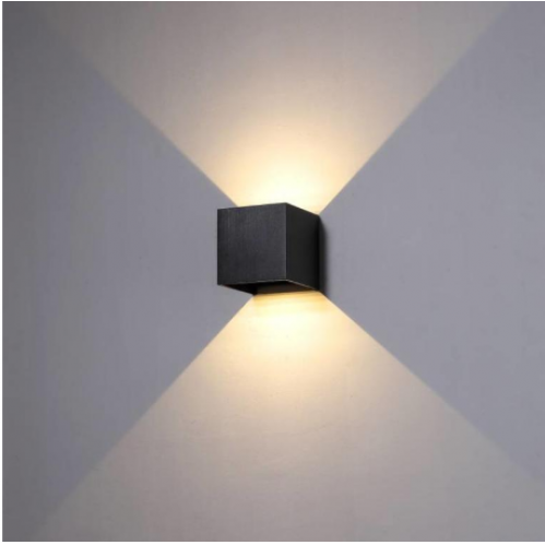 Obrázok pre Nástenné vonkajšie svietidlo čierne WallLamp 10W , 2xCOB , IP65 , Studená biela s nastaviteľným uhlom svietenia