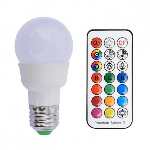 Obrázok pre RGBNW Stmievateľná LED žiarovka E27 3W/190lm = 20W + diaľkové ovládanie