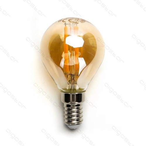 Obrázok pre LED žiarovka E14 4W/420lm , glóbus G45 LED vlákno AMBER , Teplá biela