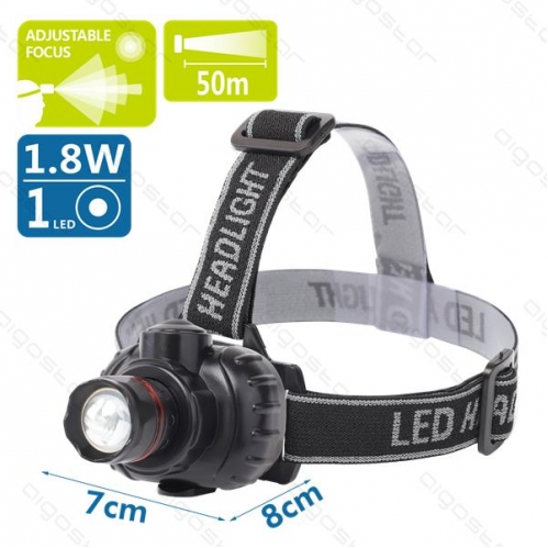 Obrázok pre LED čelová lampa 1,8W/100lm , 3xAAA , IPX3 , nastaviteľný uhol , 3-módy svietenia
