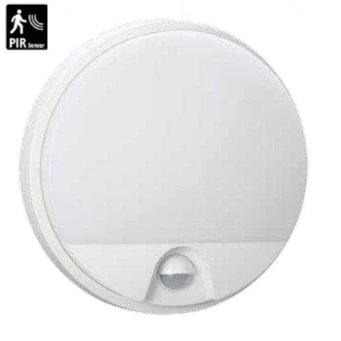 Obrázok pre Vodeodolný a nárazuodolný Led Ceiling kruhový biely OVAL 15W/1230lm 210mm , IK10 , IP54 , s PIR senzorom , Neutrálna biela