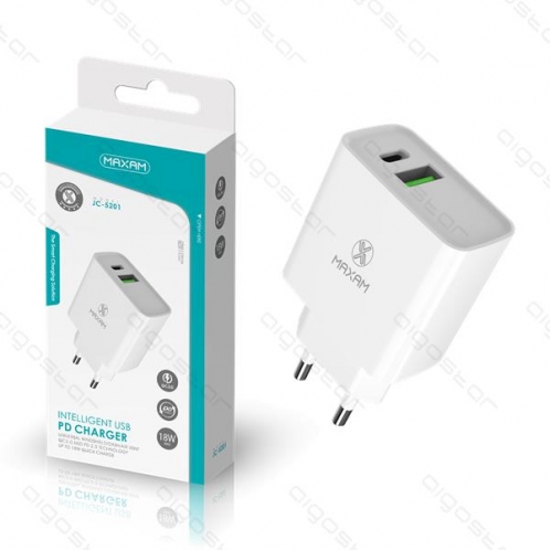 Obrázok pre EU vysokorýchlostná nabíjačka JC-5201, DualPort USB&PD 3.4A