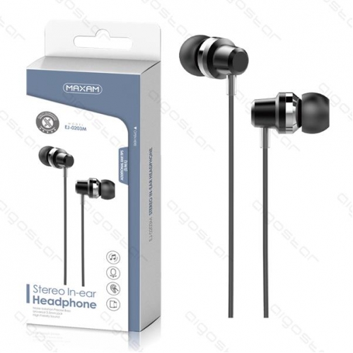 Obrázok pre Slúchadlá EJ-0203M , 3.5mm Jack , 1.2M Čierne s mikrofónom