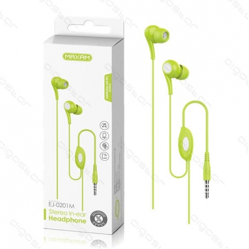 Obrázok pre Slúchadlá EJ-0201M , 3.5mm Jack , 1.2M Zelené s mikrofónom