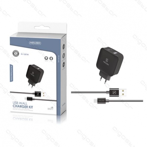 Obrázok pre EU nabíjačka TZ-1201M, 2xUSB 2.1A + kábel Type Micro USB, Čierna