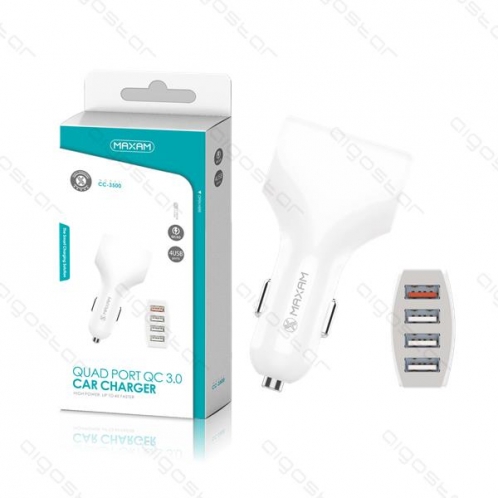 Obrázok pre Adaptér do automobilových zapaľovačov, autonabíjačka 12/24V DC, 4x USB, Biela