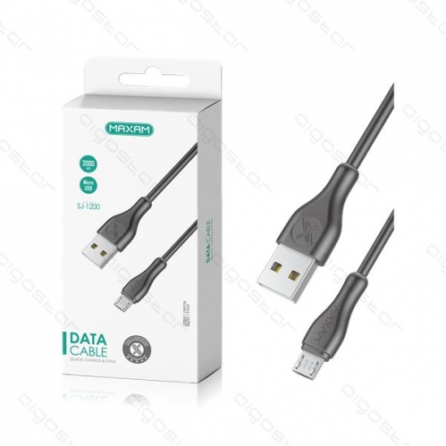 Obrázok pre Nabíjací dátový kábel SJ-1200 USB/MicroUSB, 2.0M, 2A, Čierny