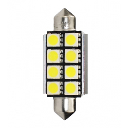 Obrázok pre LED Autožiarovka L327W - C5W 1,92W 41mm 8xSMD5050, CANBUS , biela