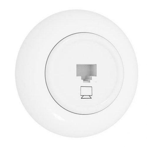 Obrázok pre RETROLINE Dátová Zásuvka RJ45 s rámčekom biela