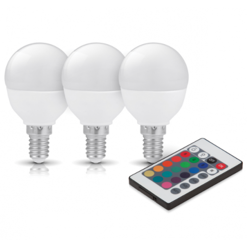 Obrázok pre Sada 3ks LED žiarovka E14 3,5W/200lm , RGBWW s diaľkovým ovládaním