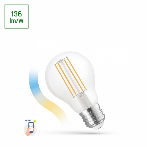 Obrázok pre SMART LED žiarovka E27 5W/680lm , klasik LED vlákno , CCT