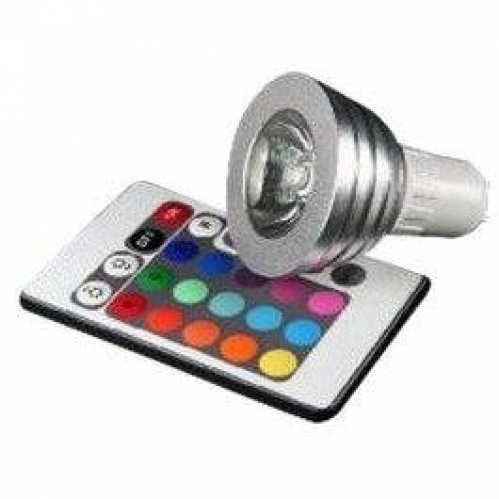 Obrázok pre RGB LED žiarovka GU10 3W/150lm , RGB + diaľkové ovládanie