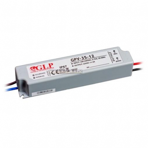 Obrázok pre GLP Vodeodolný napájací zdroj pre Led pásy - 12V/35W , IP67
