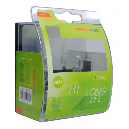 Obrázok pre Autožiarovky Long life H1 12V 55W  DUO 2ks v balení Powertec