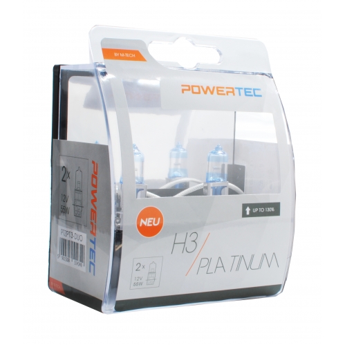 Obrázok pre Autožiarovky Platinum H3 12V 55W + 130% svietivosti DUO 2ks v balení  Powertec