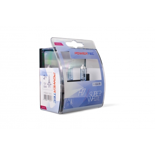 Obrázok pre Autožiarovky SuperWhite H7 12V 55W + 100% svietivosti DUO 2ks v balení  Powertec