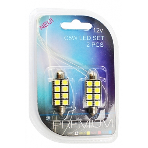 Obrázok pre LED Autožiarovka LB327W DUO - C5W 41mm 8xSMD5050 CANBUS , biela